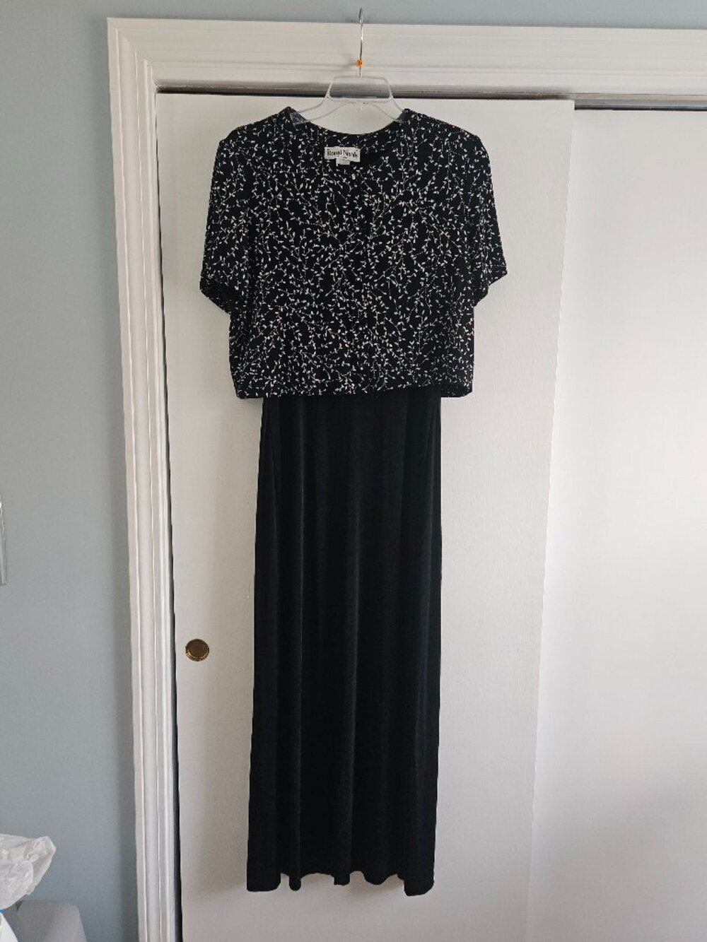 Ronni Nicole Black & White 2 Piece Pop-Over Easy Care Knit 16 Maxi Dress - Picture 4 of 12